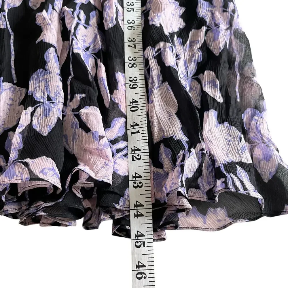 Diane Von Furstenberg Athena Black Purple Floral Printed Silk Midi Dress Size XS